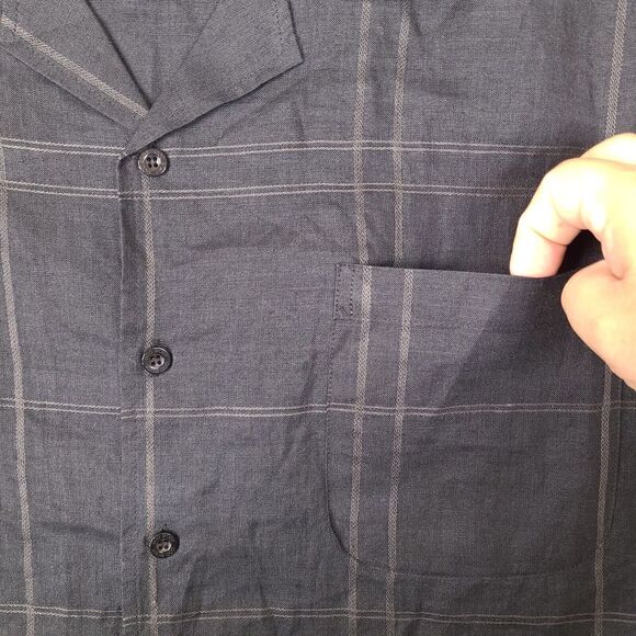 Godbody Collection Shirt Mens XL Black Plaid Linen Oversized Button Up Camp - Picture 4 of 12